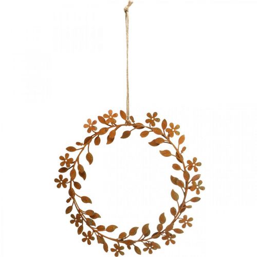 Floristik24 Virágkoszorú fém dekoráció rozsda megjelenés koszorú tavaszi dekoráció Ø20cm 3 db