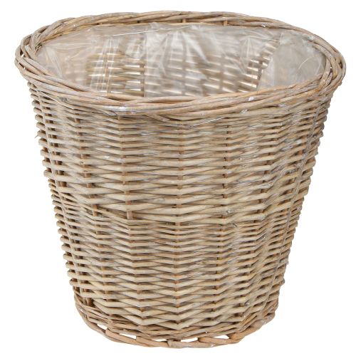 Floristik24 Virágcserepes kosárfűzfa natúr szürke/fehér színben H26cm 2db