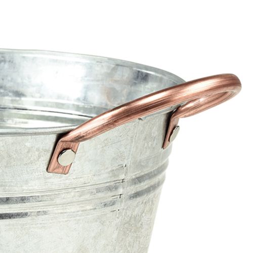 Floristik24 Virágtál kerek fogantyúkkal fémtál Ø24cm H10cm