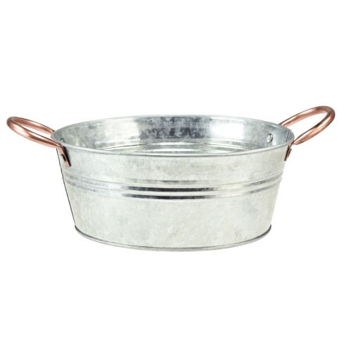 Floristik24 Virágtál kerek fogantyúkkal fémtál Ø24cm H10cm