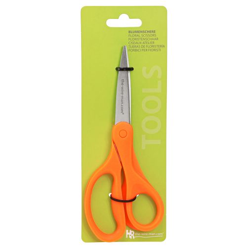 tételeket Virágolló fogakkal rozsdamentes acélból, narancssárga színben 20cm