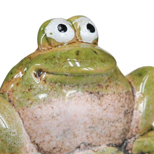 Floristik24 Virágdugó béka kerámia zöld barna 6x4x4,5cm 4 db