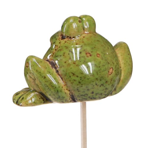 Floristik24 Virágdugó béka kerámia zöld barna 6x4x4,5cm 4 db