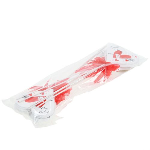 tételeket Virágdugó szív fehér masnival 7cm 12 db