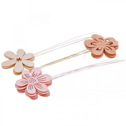 Floristik24 Kerti karók Virág Virágkarók Narancssárga/Rózsaszín/Fehér Ø9,5cm 15db