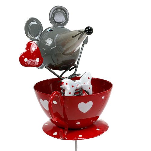 Floristik24 Virággombos egér fém 10cm L33cm 2db