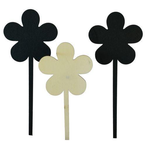 tételeket Virágdugó virág mini panelek fa fekete Ø10cm 6db
