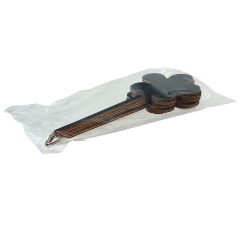 tételeket Virágtartók mini fa plakettek fekete Ø10cm 6 darabos dekorációs szett