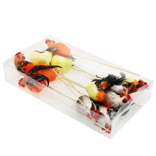 Floristik24 Virágdugós kakas vegyes színben 25cm 12db