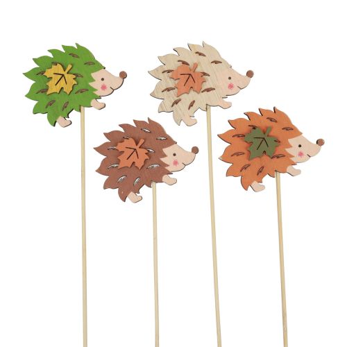 Floristik24 Virágpálcika Fa sündisznó dekoráció Barna Zöld 8×6cm 12 db