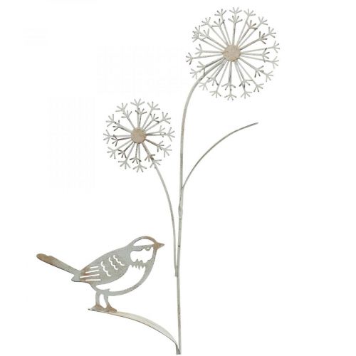 tételeket Virágdugó fém deco allium madár fehér 20×52cm