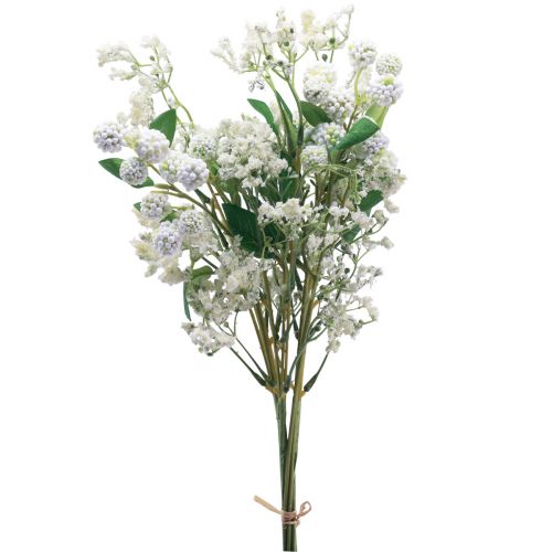 Floristik24 Művirág csokor selyem virágok bogyó ág fehér 48cm