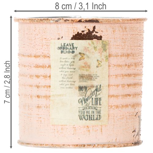 tételeket Virágcserép, díszes konzervdoboz, lazac mintázat, fém fűszertartó, Ø8cm, M7.5cm