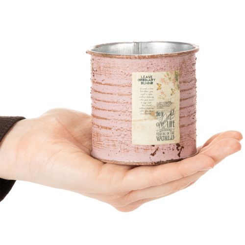 tételeket Virágcserép díszes fémből, kerek, antik rózsaszín, Ø8cm, M7.5cm