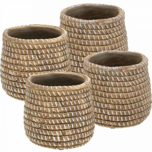 Floristik24 Boho virágcserép fonott look pot kerámia Ø6cm H7,5cm 4db