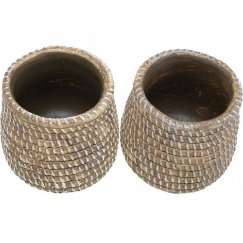 Floristik24 Boho virágcserép fonott look pot kerámia Ø6cm H7,5cm 4db