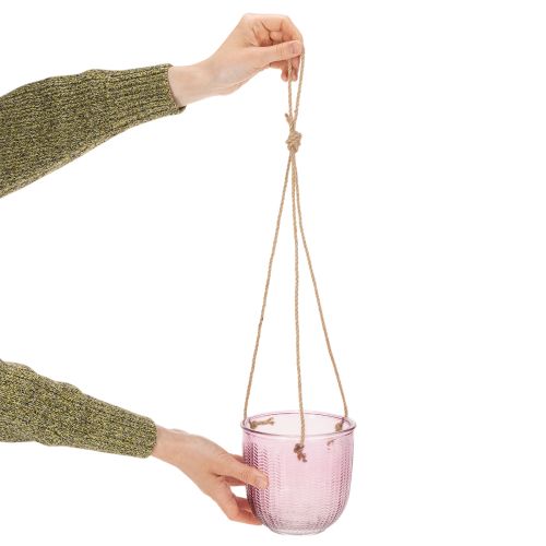 Üveg virágcserép/függőlámpás, lila/zöld, 14 cm, 2 darab | Floristik24.hu