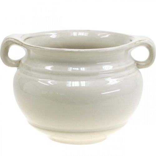 Floristik24 Virágcserep fogantyús Vetőgép Kerámia cserep fehér Ø14cm