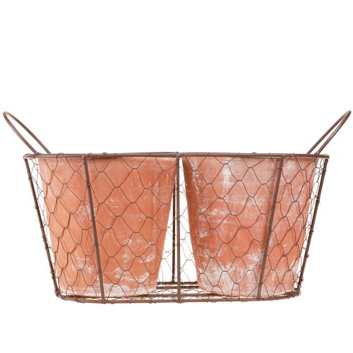 tételeket Virágcserép kerámia drótkosár barna terrakotta H38.5cm