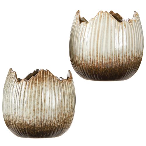 tételeket Virágcserepes Kerámia Tojás Törött Krémbarna Ø11,5cm 2 db