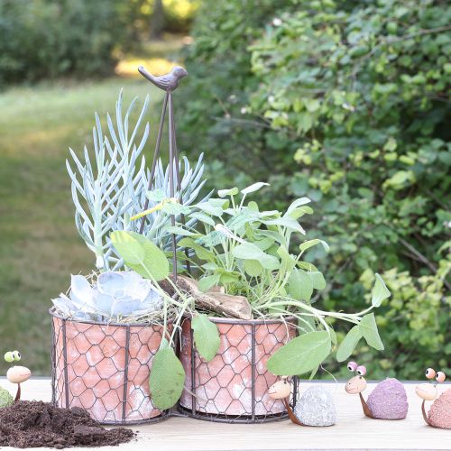 tételeket Virágcserép kerámia hálókosár fémbarna Ø30cm H11,5cm