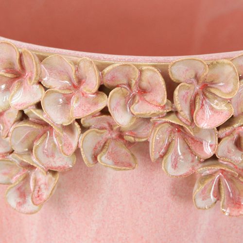 tételeket Kerámia virágcserép virágszélével rózsaszín Ø19cm H16,5cm