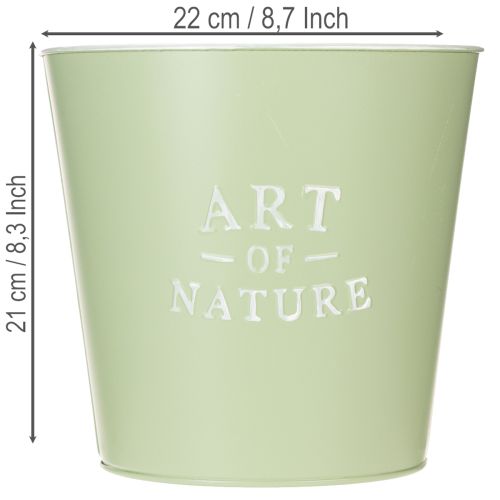 tételeket Cink virágcserép, fém ültető, mentazöld, Ø22cm, M21cm
