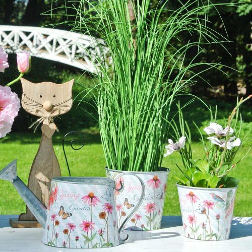 Floristik24 Fém virágcserép Echinacea tavaszi dekorációs ültetőgép Ø13,5cm H11,5cm