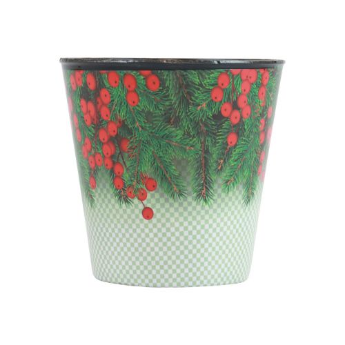 Floristik24 Virágcserepes karácsonyi virágtartó vödör Ilex Ø11cm H10,5cm