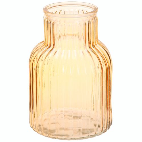 tételeket Virágváza üveg narancssárga retro barázdákkal Ø13,5cm H20cm