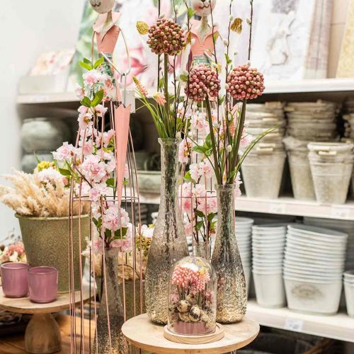 Floristik24 Virágváza üvegből, asztali váza kéttónusú valódi üveg tiszta, ezüst H30cm