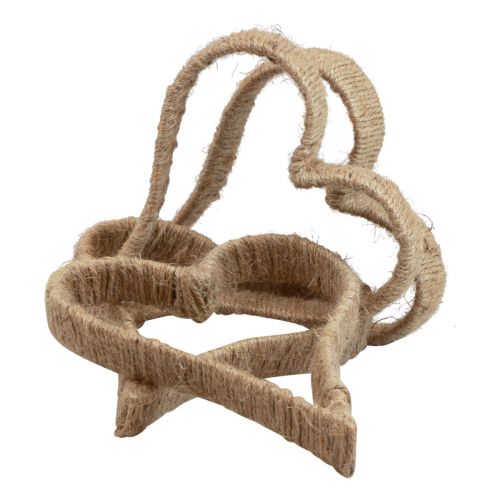 Floristik24 Boho stílusú, szív fémgyűrűs díszgyűrűs juta szalag 20cm 4db