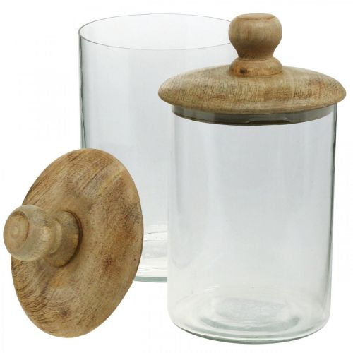 Floristik24 Üveg tetővel, bonboniere, üvegedény natúr színű, átlátszó Ø11cm H19cm 2db