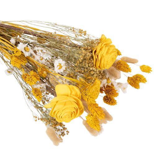 tételeket Szárazvirág-csokor rózsákkal, sola fából. Elegáns csokor otthoni dekorációhoz. 50cm