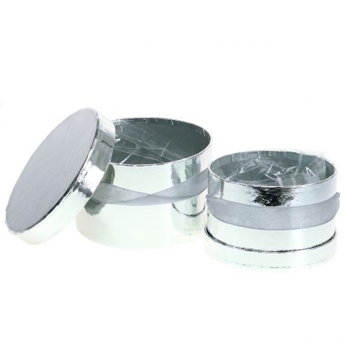 Floristik24 Virágdoboz ezüst Ø14/16cm 2db
