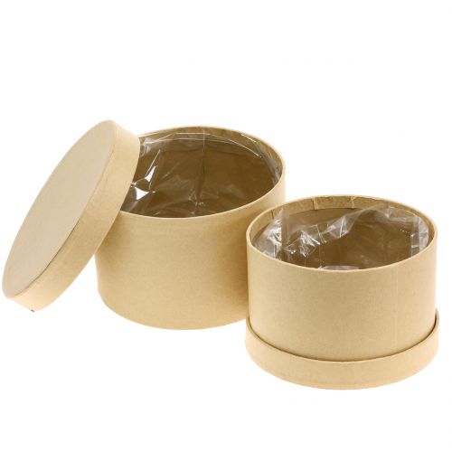 Floristik24 Doboz kerek virágláda természet Ø14 / 16cm 2db