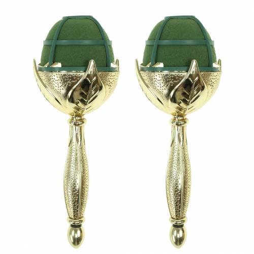 Floristik24 Menyasszonyi csokortartó elegáns arany virágos hab 2 db