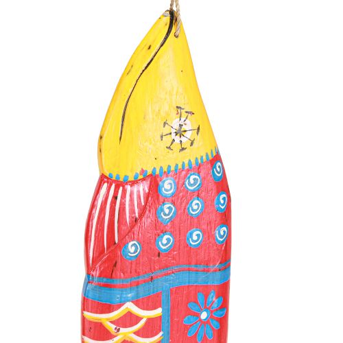 tételeket Színes fa hal dekoráció akasztható piros kék válogatott 38cm 2db