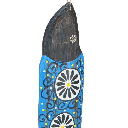 tételeket Színes hal fa dekoráció kék és zöld felakasztáshoz 38cm 2 db