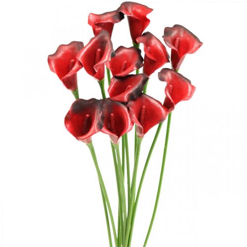 tételeket Calla vörös bordó művirág csokorban 57cm 12db