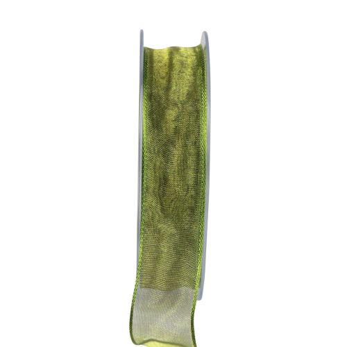 Floristik24 Sifon szalag organza szalag dekorációs szalag organza zöld 15mm 20m