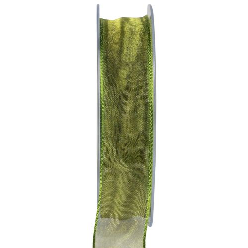 Floristik24 Sifon szalag organza szalag dekorációs szalag organza zöld 25mm 20m