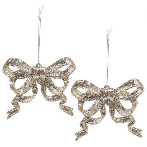 Floristik24 Karácsonyfadíszítő hurok 9cm csillogó arannyal 12db