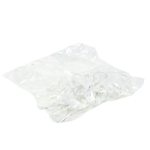 Floristik24 Karácsonyfadíszítő hurok 9cm csillogó fehérrel 12db