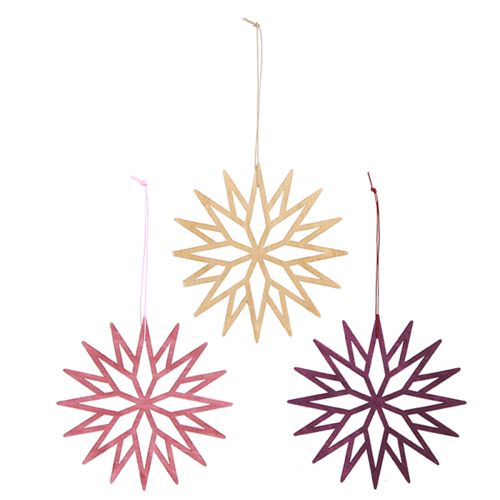 tételeket Karácsonyfadíszek, hópelyhek, fa dekoráció, skandináv stílusú, 15 cm, 8 darab