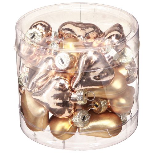 tételeket Karácsonyi díszek, karácsonyfadíszek, arany szívek, 3 cm, 24 darab