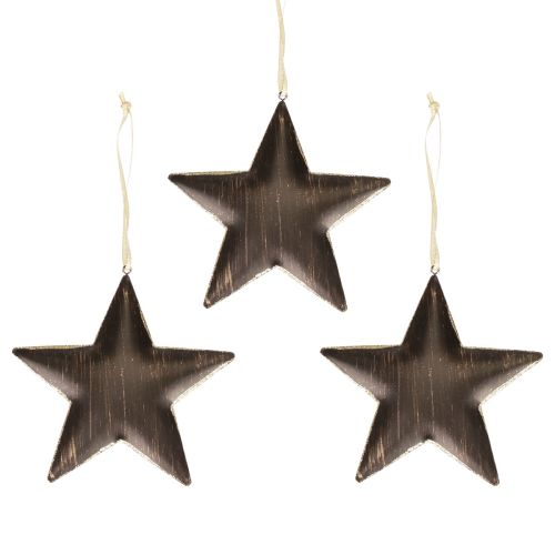 Floristik24 Karácsonyfadísz dekoráció csillag fém fekete arany Ø15cm 3db