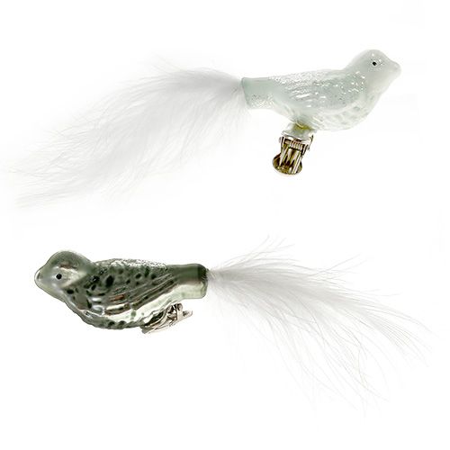 Floristik24 Karácsonyfa díszek üveg madár klip zöld rendezés. 4 db