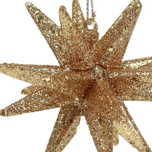 tételeket Karácsonyfadíszek csillogó csillagok 7,5cm 8db arany