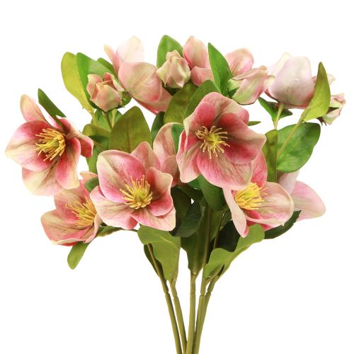 Elegáns karácsonyi rózsaszín rózsák csokor – 35 cm 6 db.